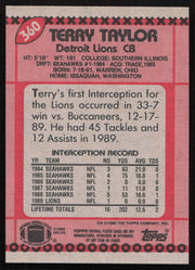Terry Taylor Autographed 1990 Topps Card #360 Detroit Lions SKU #259319
