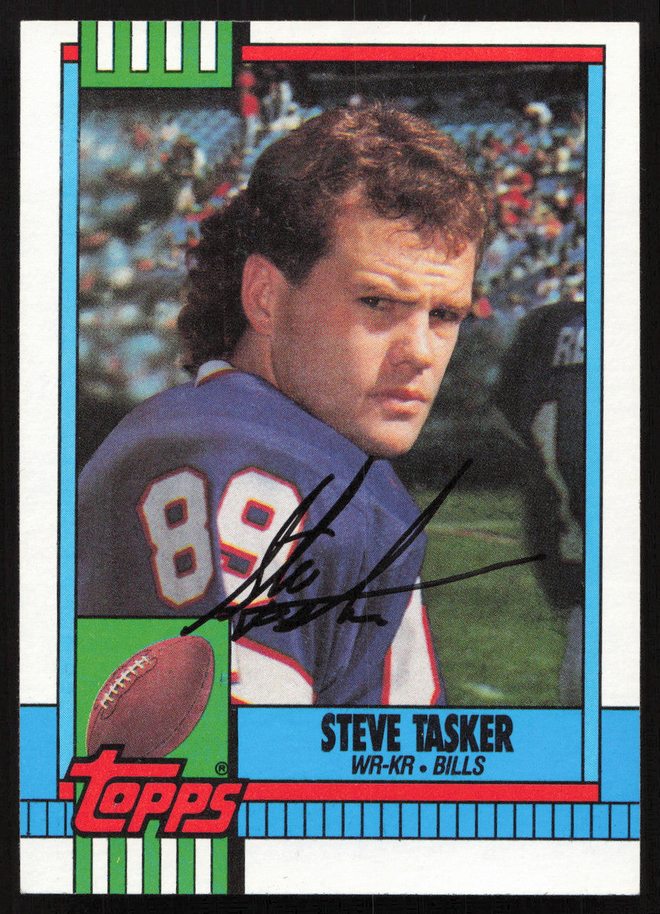 Steve Tasker Autographed 1990 Topps Card #202 Buffalo Bills SKU #259320