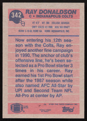 Ray Donaldson Autographed 1991 Topps Card #342 Indianapolis Colts SKU #259322