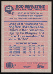 Rod Bernstine Autographed 1991 Topps Card #436 San Diego Chargers SKU #259324