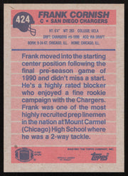 Frank Cornish Autographed 1991 Topps Card #424 San Diego Chargers SKU #259326