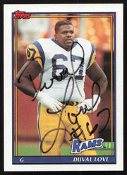 Duval Love Autographed 1991 Topps Card #543 Los Angeles Rams SKU #259327