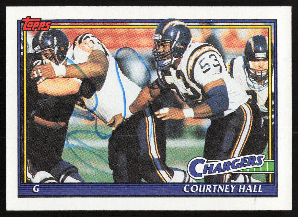 Courtney Hall Autographed 1991 Topps Card #428 San Diego Chargers SKU #259328