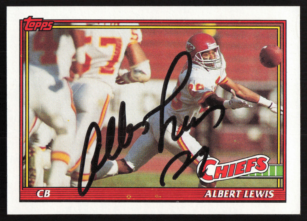 Albert Lewis Autographed 1991 Topps Card #132 Kansas City Chiefs SKU #259331
