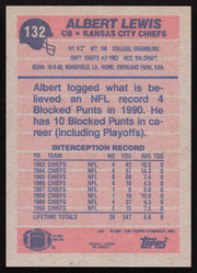 Albert Lewis Autographed 1991 Topps Card #132 Kansas City Chiefs SKU #259331