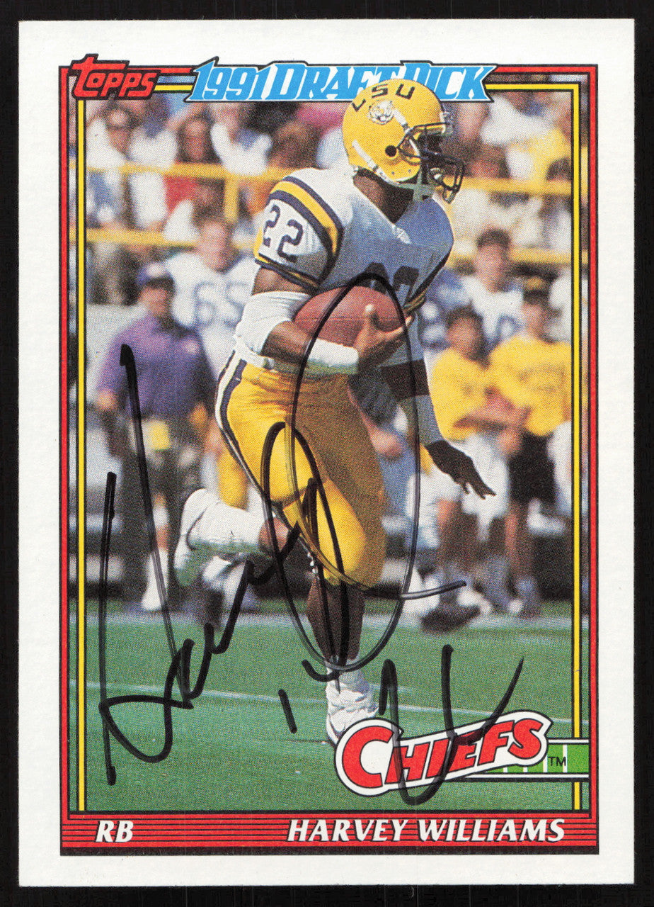 Harvey Williams Autographed 1991 Topps Rookie Card #130 Kansas City Chiefs SKU #259334