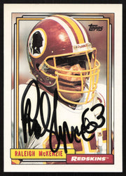 Raleigh McKenzie Autographed 1992 Topps Card #542 Washington Redskins SKU #259336