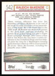 Raleigh McKenzie Autographed 1992 Topps Card #542 Washington Redskins SKU #259336