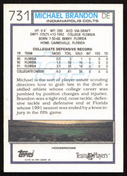 Michael Brandon Autographed 1992 Topps Card #731 Indianapolis Colts SKU #259341