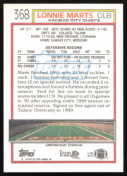 Lonnie Marts Autographed 1992 Topps Card #368 Kansas City Chiefs SKU #259349