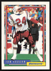 Jon Vaughn Autographed 1992 Topps Card #258 New England Patriots SKU #259355