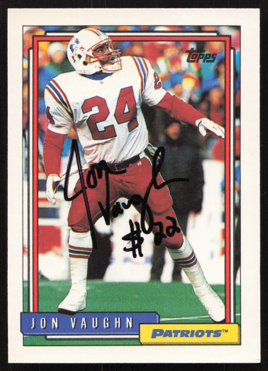 Jon Vaughn Autographed 1992 Topps Card #258 New England Patriots SKU #259355