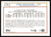 Jon Vaughn Autographed 1992 Topps Card #258 New England Patriots SKU #259355