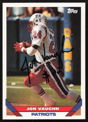 Jon Vaughn Autographed 1993 Topps Card #111 New England Patriots SKU #259357