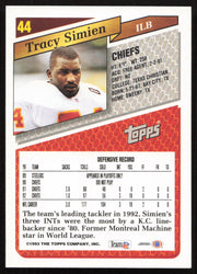 Tracy Simien Autographed 1993 Topps Card #44 Kansas City Chiefs SKU #259361