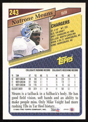 Natrone Means Autographed 1993 Topps Rookie Card #243 San Diego Chargers SKU #259367
