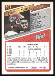 Lonnie Marts Autographed 1993 Topps Card #501 Kansas City Chiefs SKU #259370