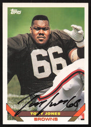 Tony Jones Autographed 1993 Topps Card #592 Cleveland Browns SKU #259372