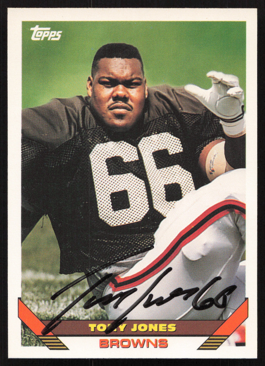Tony Jones Autographed 1993 Topps Card #592 Cleveland Browns SKU #259372