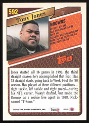 Tony Jones Autographed 1993 Topps Card #592 Cleveland Browns SKU #259372