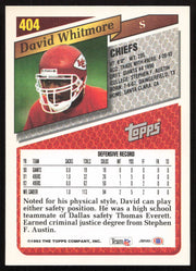 David Whitmore Autographed 1993 Topps Card #404 Kansas City Chiefs SKU #259376