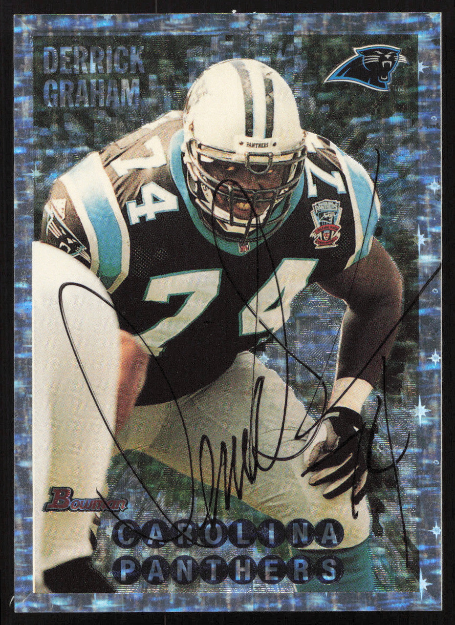 Derrick Graham Autographed 1995 Bowman Rookie Card #222 Carolina Panthers SKU #259400