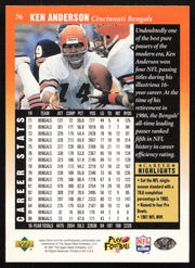 Ken Anderson Autographed 1997 Upper Deck Legends Card #76 Cincinnati Bengals SKU #259429