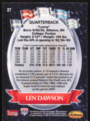 Len Dawson Autographed 1994 Ted Williams Card #27 Kansas City Chiefs SKU #259452