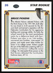 Bruce Pickens Autographed 1991 Upper Deck Rookie Card #26 Atlanta Falcons SKU #259464