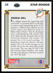 Randall Hill Autographed 1991 Upper Deck Rookie Card #28 Miami Dolphins SKU #259467