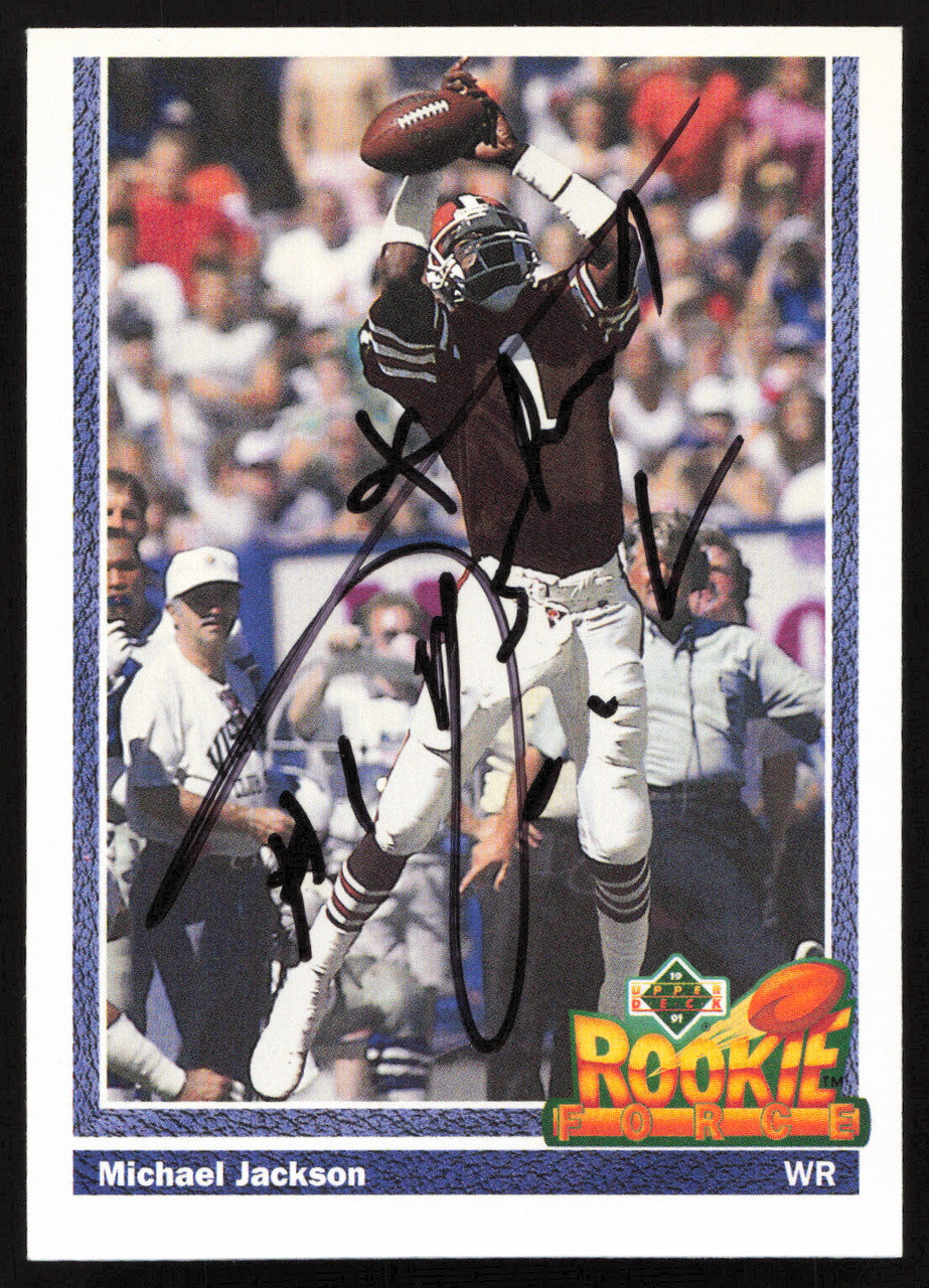 Michael Jackson Autographed 1991 Upper Deck Rookie Card #610 Cleveland Browns SKU #259468
