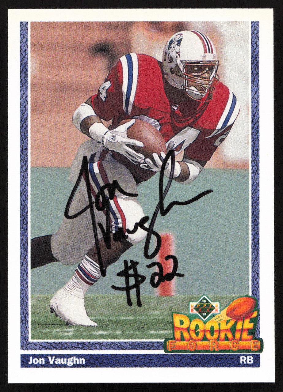 Jon Vaughn Autographed 1991 Upper Deck Rookie Card #611 New England Patriots SKU #259469