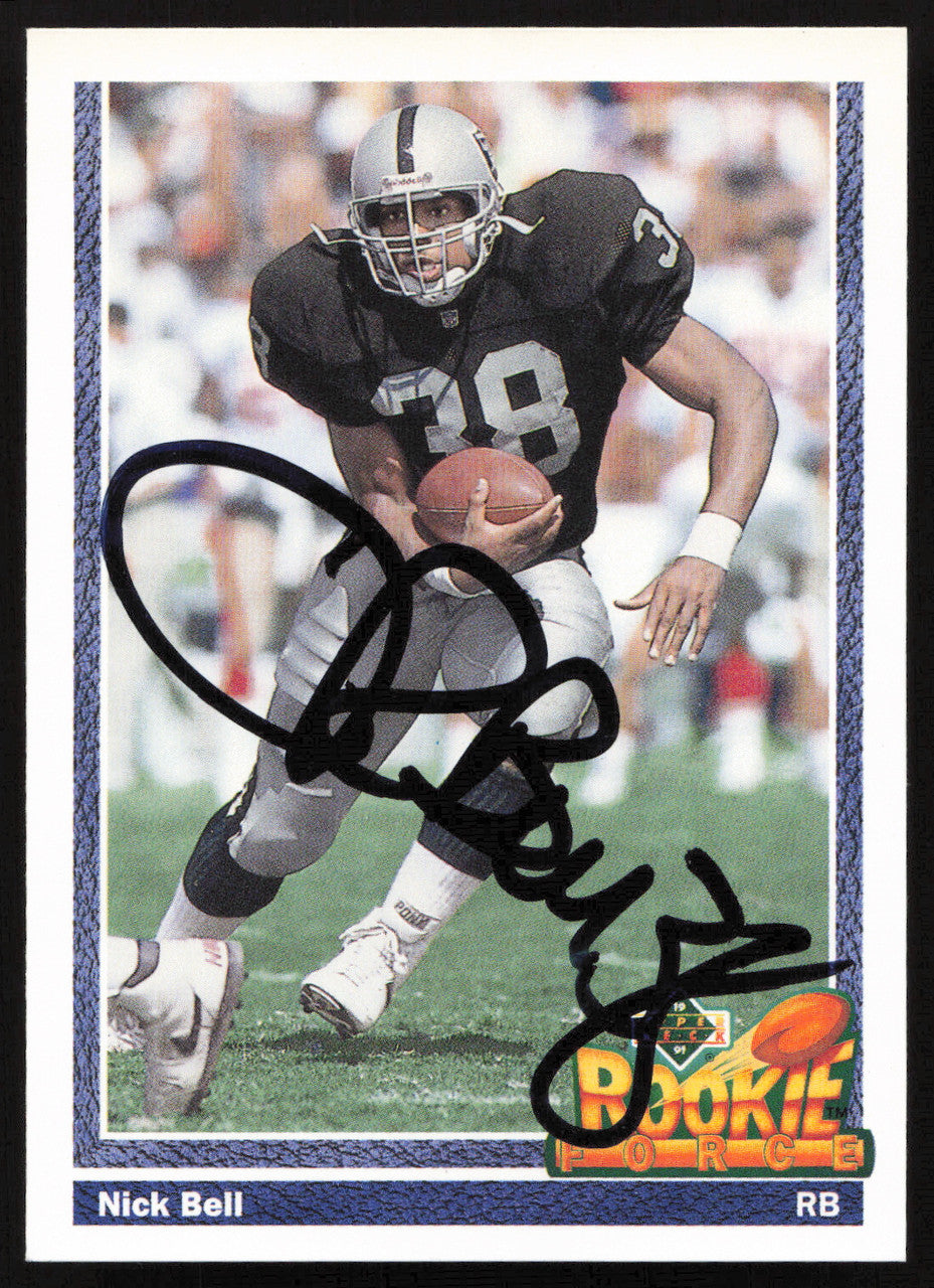 Nick Bell Autographed 1991 Upper Deck Rookie Card #620 Los Angeles Raiders SKU #259470