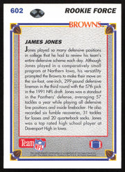 James Jones Autographed 1991 Upper Deck Rookie Card #602 Cleveland Browns SKU #259471