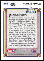 Shawn Jefferson Autographed 1991 Upper Deck Rookie Card #608 San Diego Chargers SKU #259480