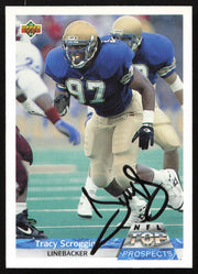 Tracy Scroggins Autographed 1992 Upper Deck Gold Rookie Card #G20 Detroit Lions SKU #259484