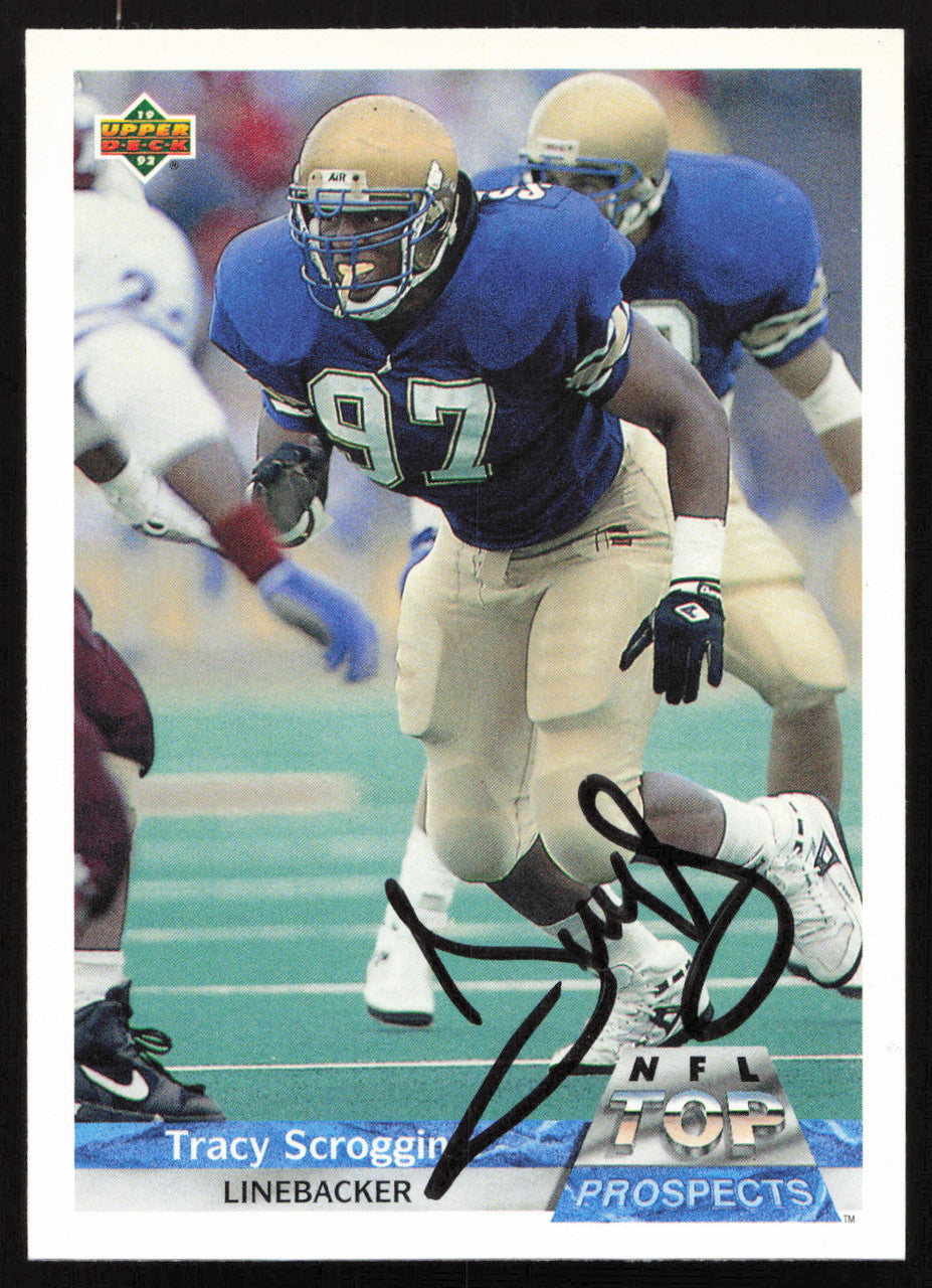 Tracy Scroggins Autographed 1992 Upper Deck Gold Rookie Card #G20 Detroit Lions SKU #259484