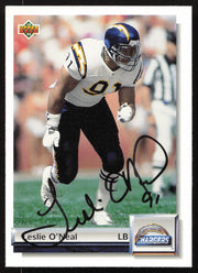 Leslie O'Neal Autographed 1992 Upper Deck Gold Card #G49 San Diego Chargers SKU #259485