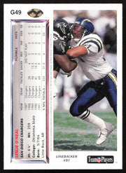 Leslie O'Neal Autographed 1992 Upper Deck Gold Card #G49 San Diego Chargers SKU #259485