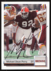 Michael Dean Perry Autographed 1992 Upper Deck Gold Card #G43 Cleveland Browns SKU #259488