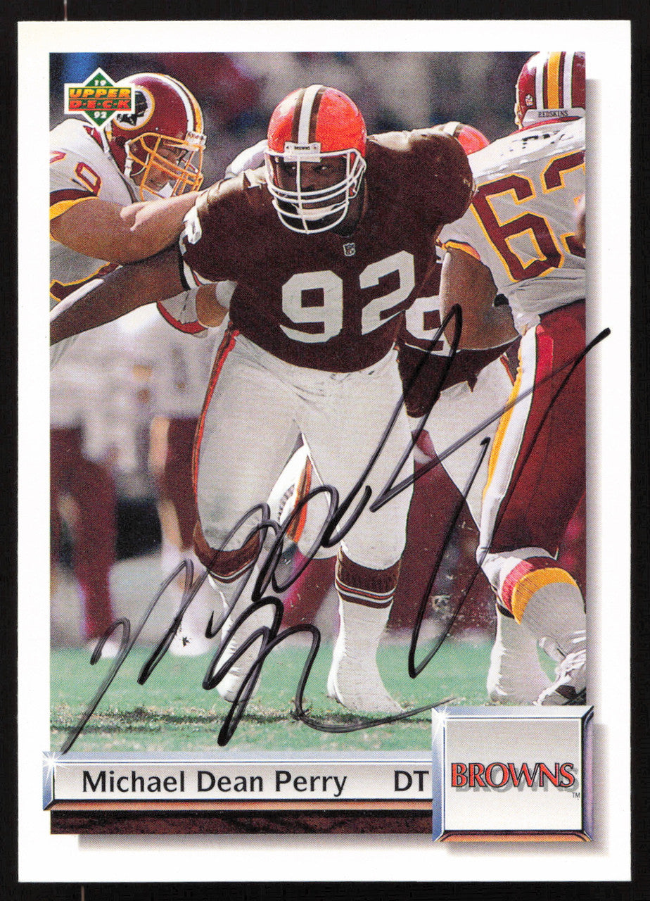 Michael Dean Perry Autographed 1992 Upper Deck Gold Card #G43 Cleveland Browns SKU #259488