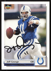 Jeff George Autographed 1992 Upper Deck Gold Card #G42 Indianapolis Colts SKU #259489
