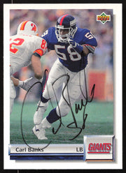 Carl Banks Autographed 1992 Upper Deck Gold Card #G39 New York Giants SKU #259490