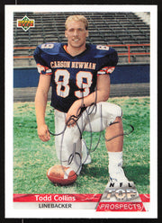 Todd Collins Autographed 1992 Upper Deck Gold Rookie Card #G16 New England Patriots SKU #259498