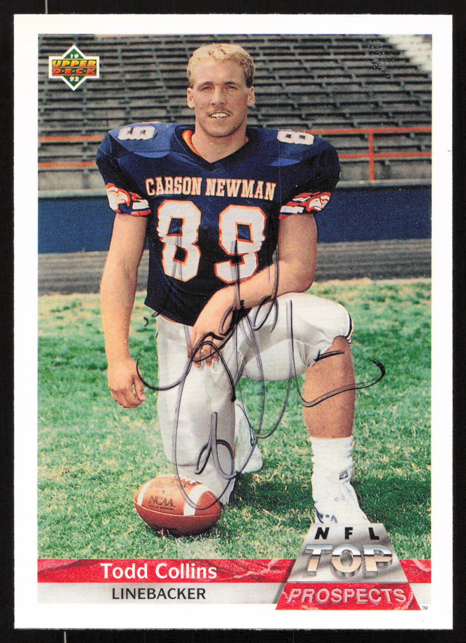 Todd Collins Autographed 1992 Upper Deck Gold Rookie Card #G16 New England Patriots SKU #259498