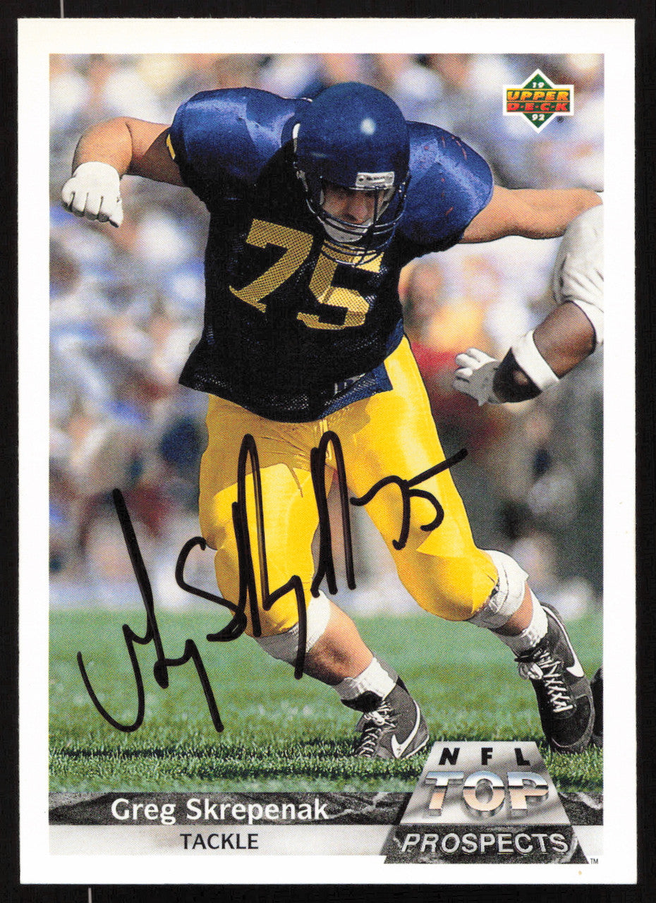 Greg Skrepenak Autographed 1992 Upper Deck Gold Rookie Card #G4 Los Angeles Raiders SKU #259503