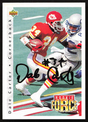 Dale Carter Autographed 1992 Upper Deck Rookie Card #404 Kansas City Chiefs SKU #259514