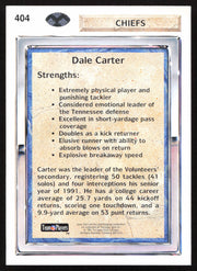 Dale Carter Autographed 1992 Upper Deck Rookie Card #404 Kansas City Chiefs SKU #259514