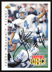 Jason Hanson Autographed 1992 Upper Deck Rookie Card #411 Detroit Lions SKU #259515