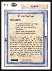 Jason Hanson Autographed 1992 Upper Deck Rookie Card #411 Detroit Lions SKU #259515